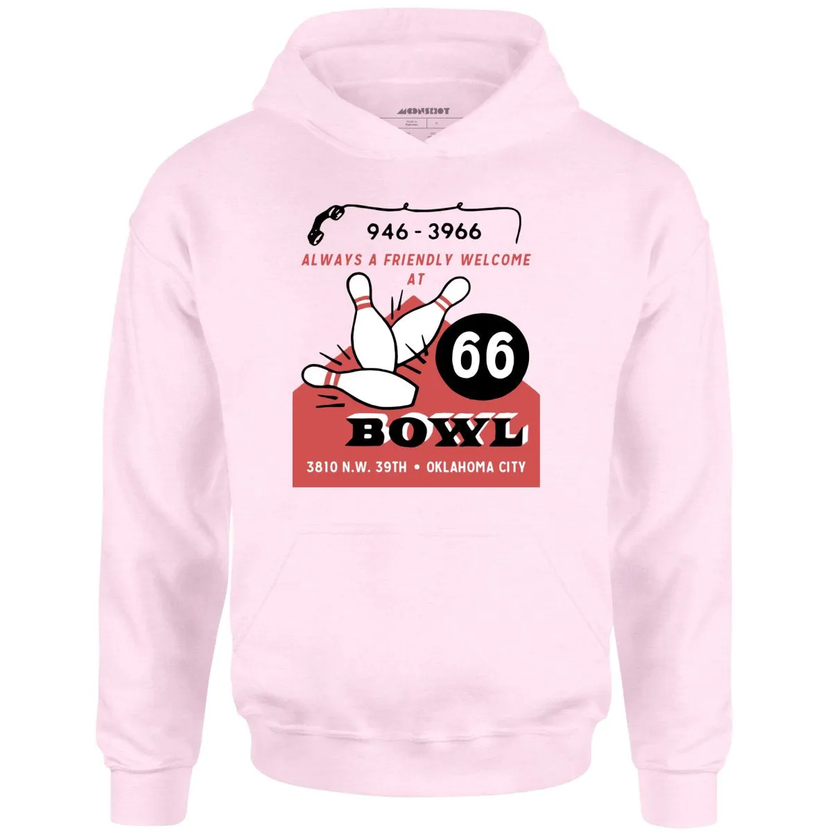 66 Bowl - Oklahoma City, OK - Vintage Bowling Alley - Unisex Hoodie