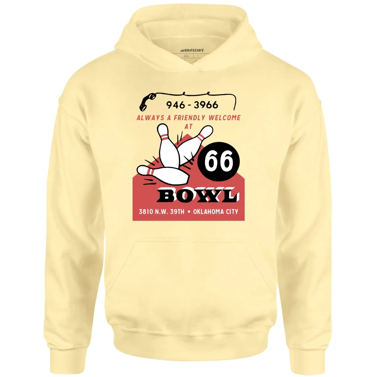 66 Bowl - Oklahoma City, OK - Vintage Bowling Alley - Unisex Hoodie