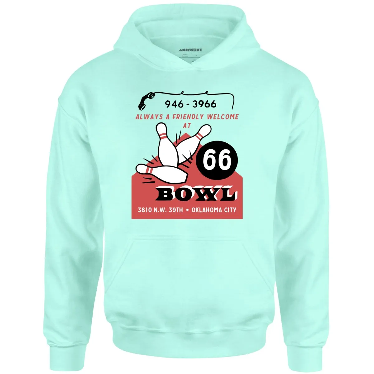 66 Bowl - Oklahoma City, OK - Vintage Bowling Alley - Unisex Hoodie