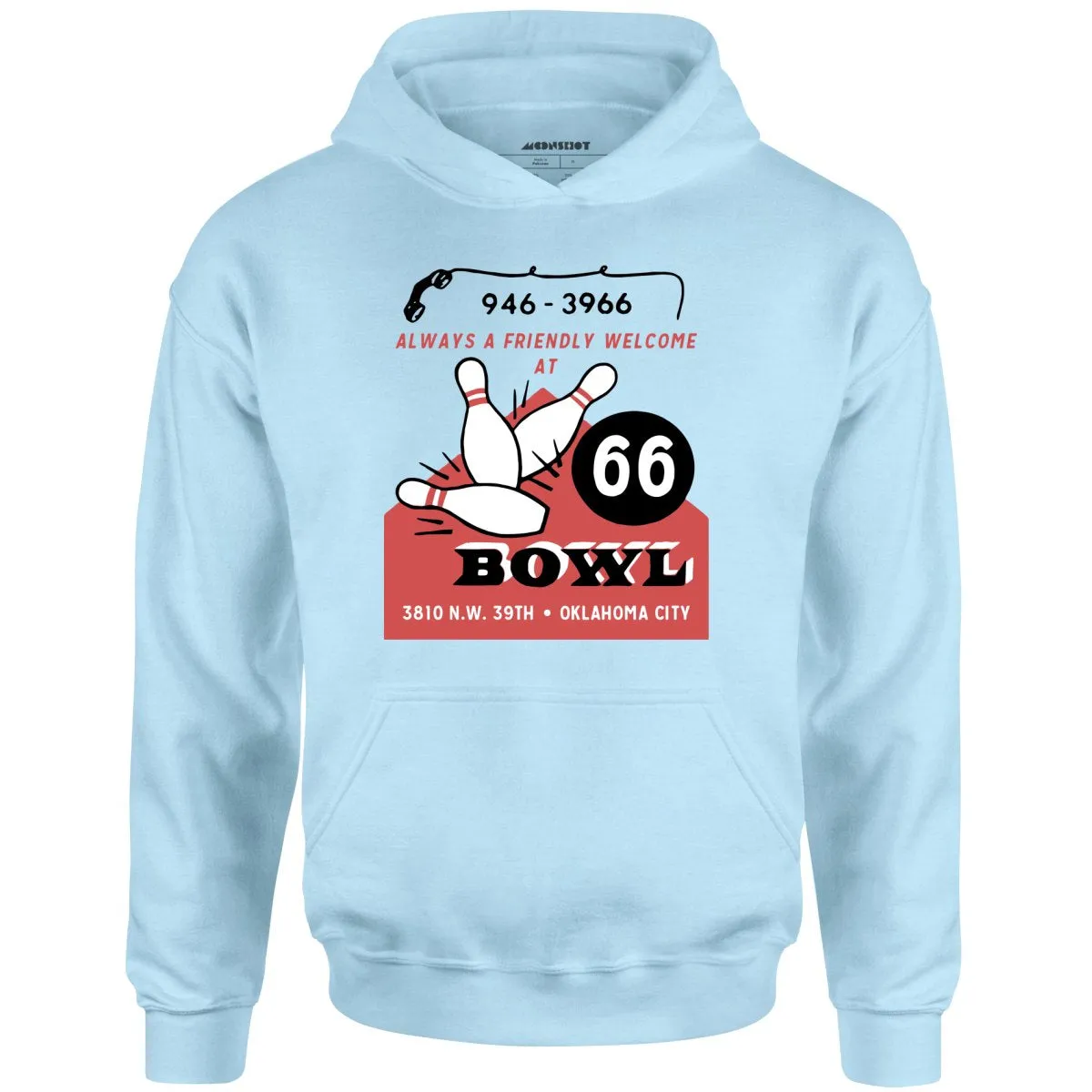 66 Bowl - Oklahoma City, OK - Vintage Bowling Alley - Unisex Hoodie