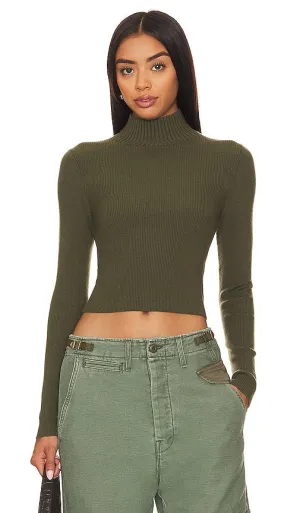 Alice   Olivia Senaida Crpds Ltwt Rib Mck Nck in Olive
