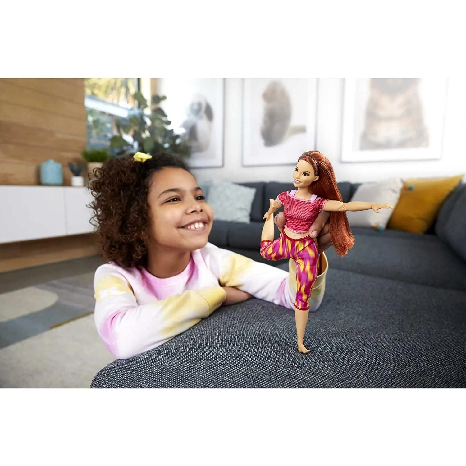 Barbie Made to Move Doll - Orange Dye Pants for Kids Ages 4  (GXF07)