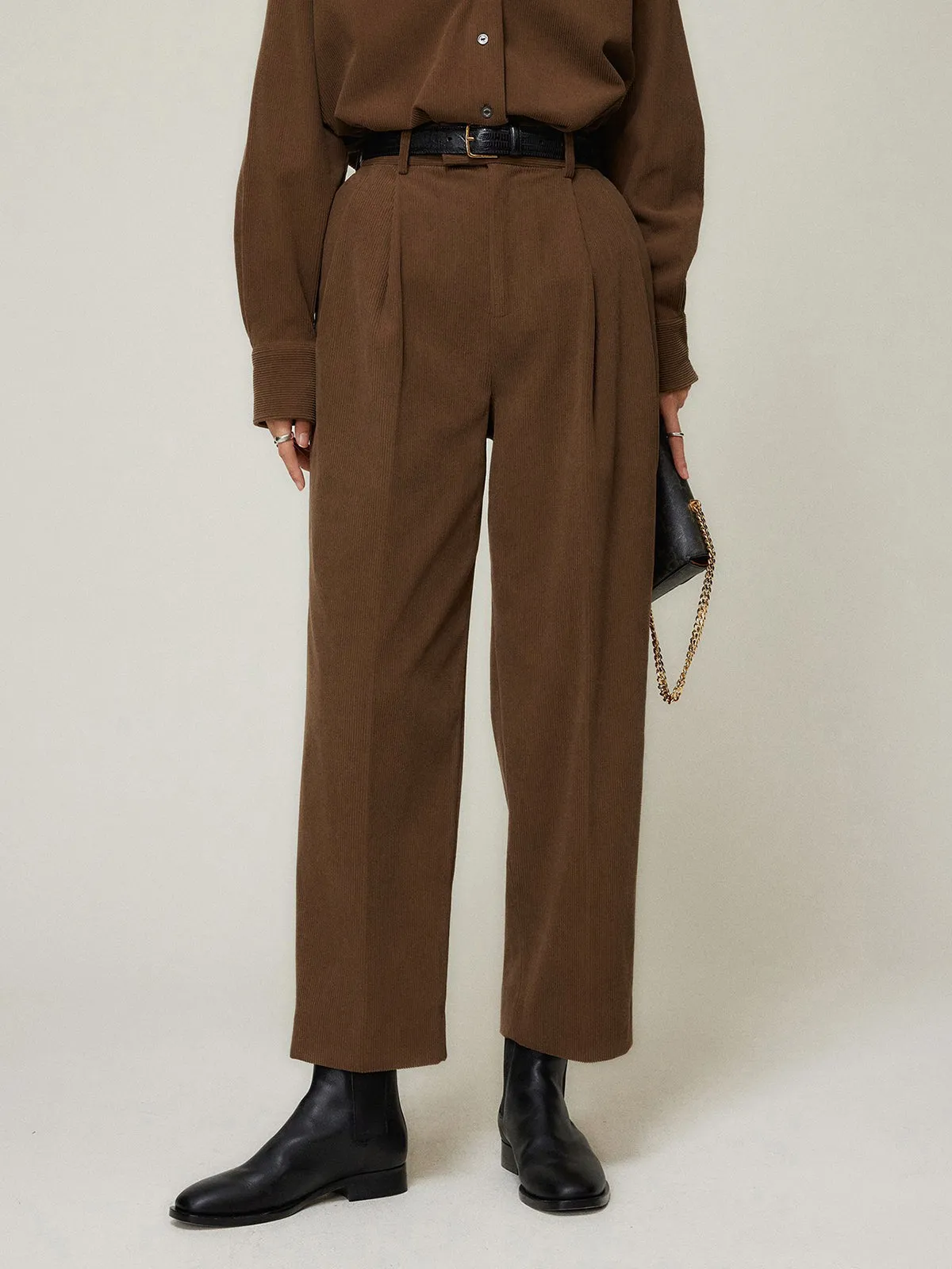 Caramel Smart Cropped Trendy Straight Leg Pants
