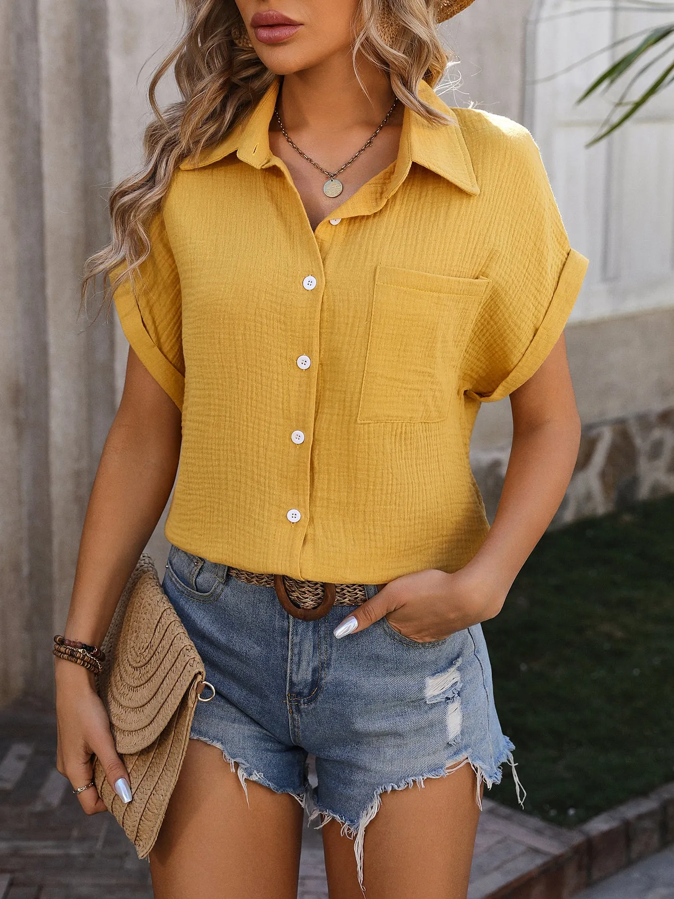 Casual Work Tops with Pockets