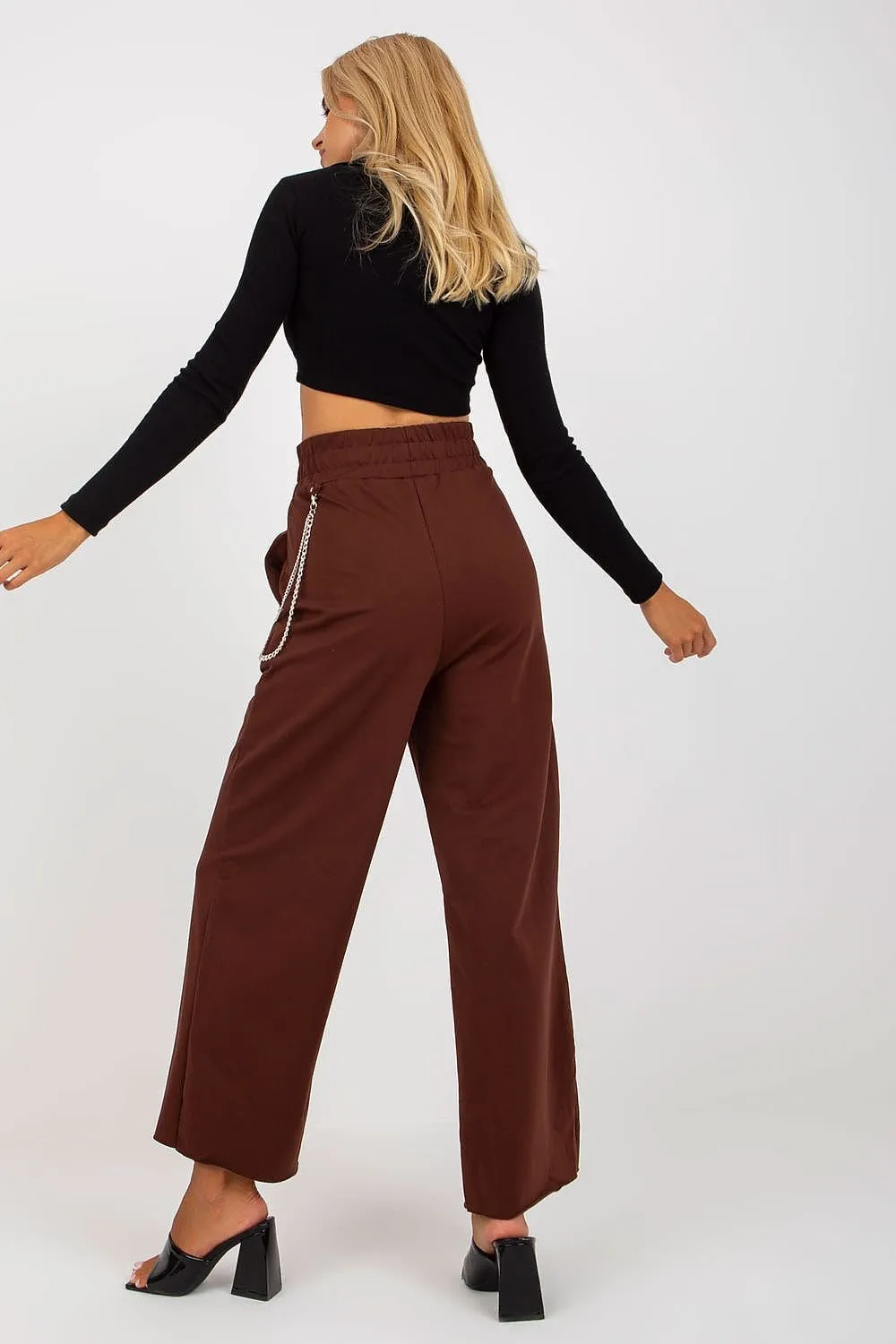 Chic Women's Wide Leg Lounge Pants with Detachable Chain Accessory