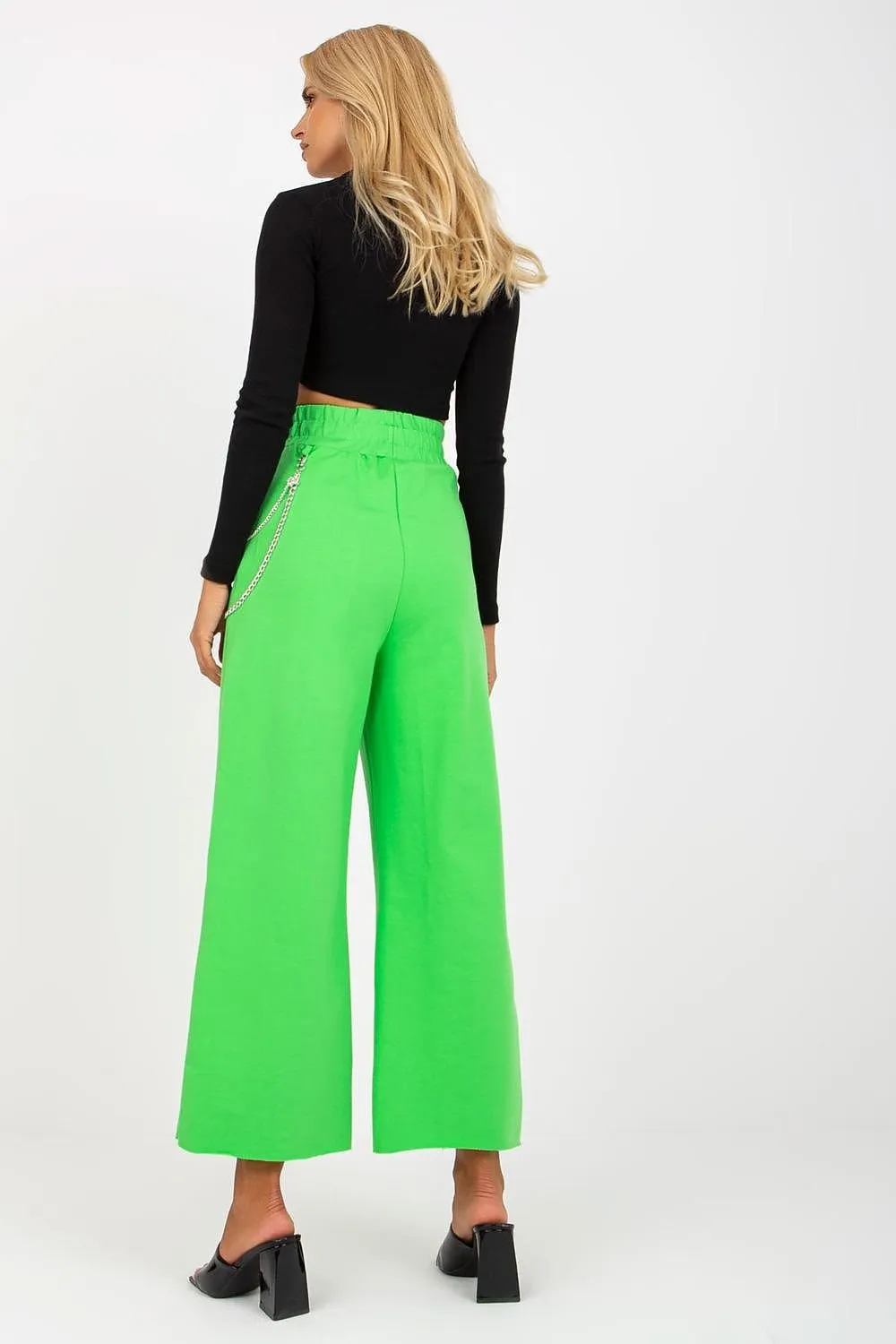 Chic Women's Wide Leg Lounge Pants with Detachable Chain Accessory