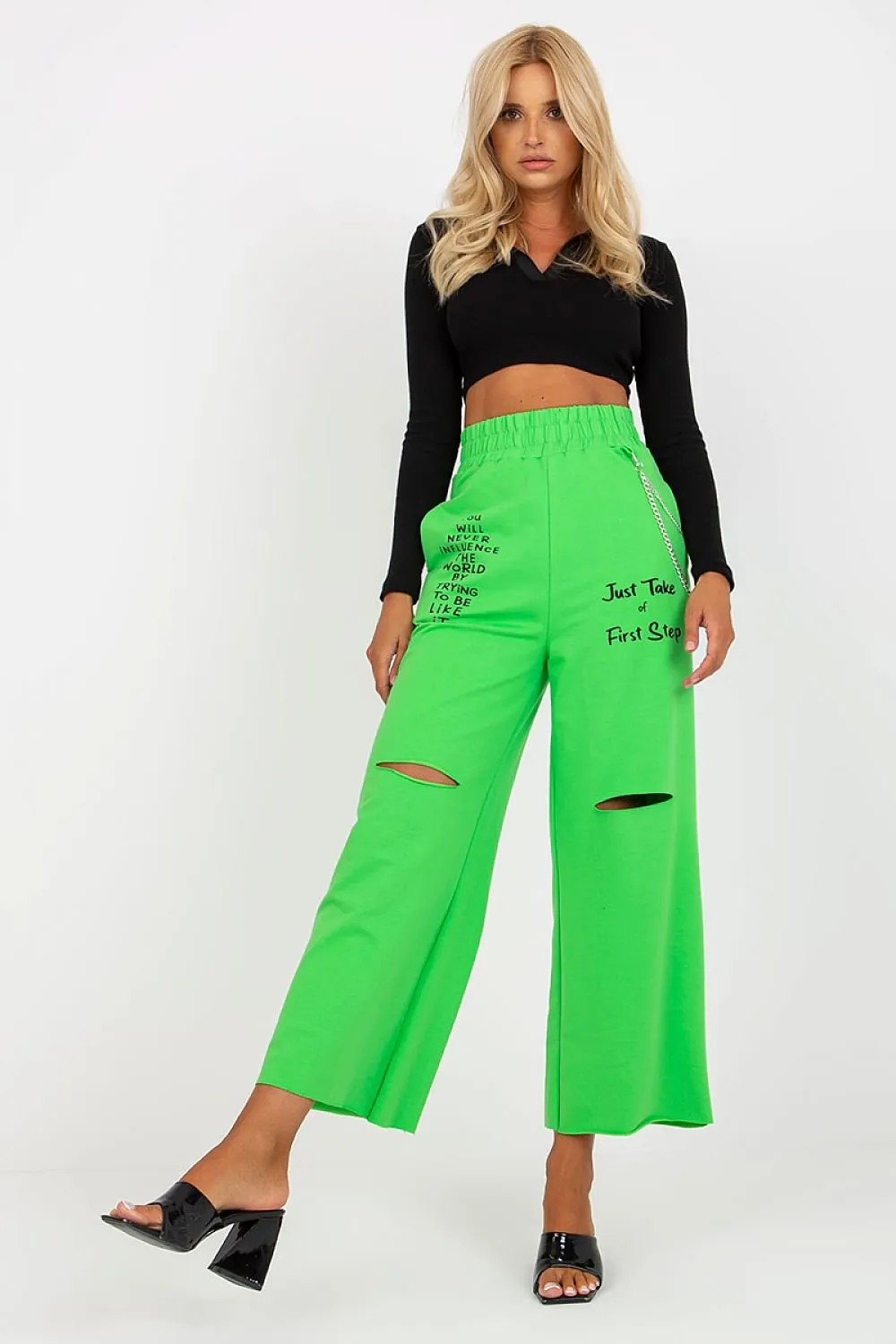 Chic Women's Wide Leg Lounge Pants with Detachable Chain Accessory