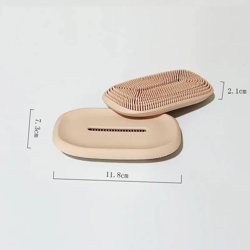 Creativity Double-Sided Silicone Soap Holder Box Flexible Multifunctional Bathroom Kitchen Dish Cleaning Brush Soap Storage Box