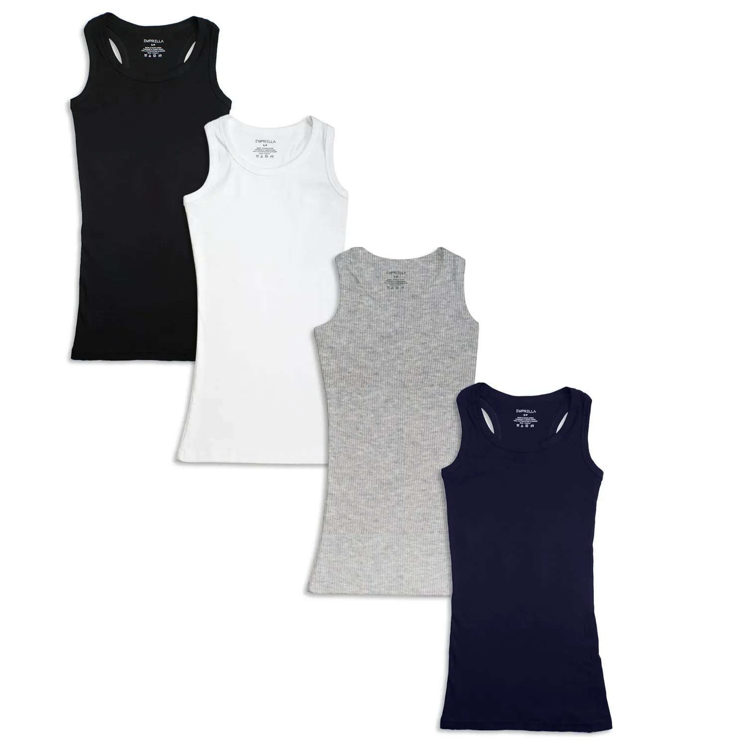 Emprella Tank Tops for Women, 4 Pack Ribbed Racerback Tanks