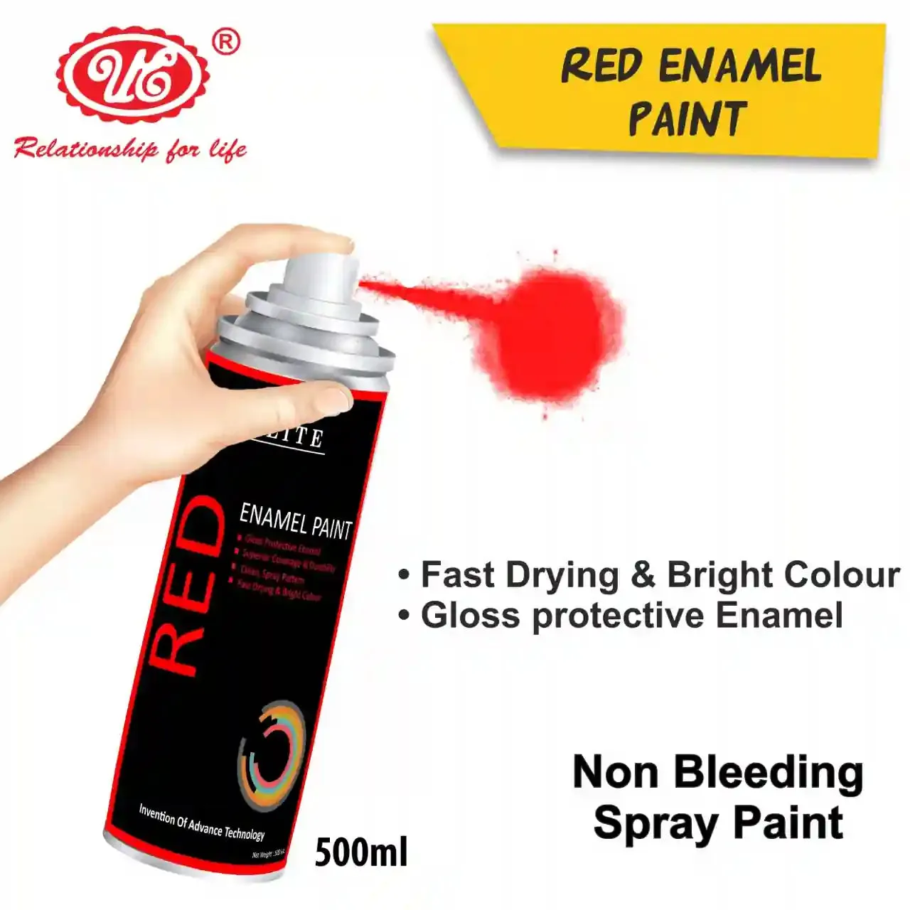 Enamel Spray Paint - Red, Silver, Black, Golden, White Paint Spray For Metal, Alloy, Plastic, Wood, Car Accessories, Automotive Product