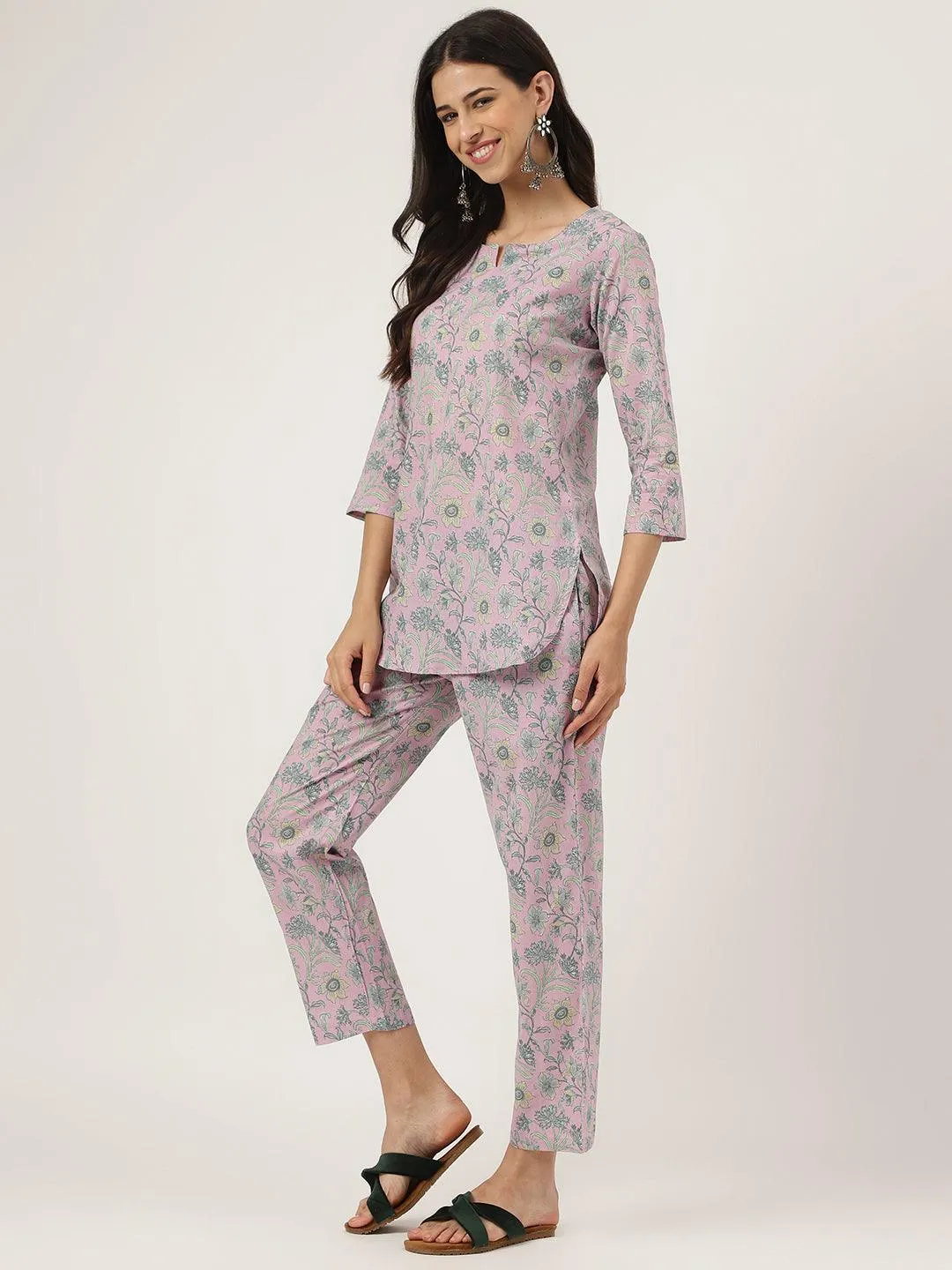 Jashvi Lavender Printed Loungewear/Nightwear