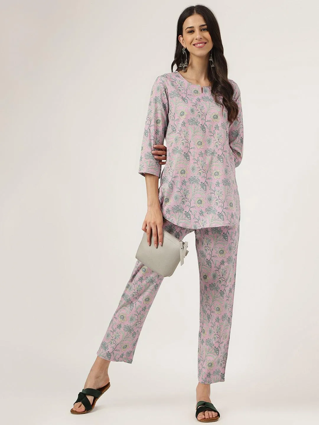 Jashvi Lavender Printed Loungewear/Nightwear