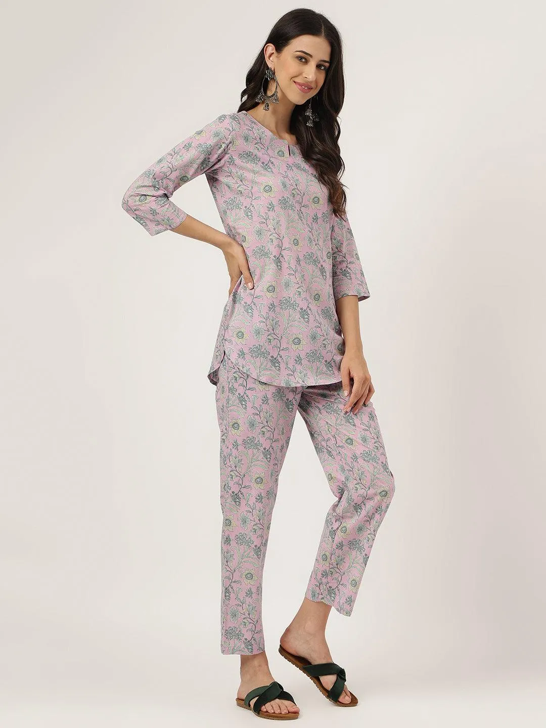 Jashvi Lavender Printed Loungewear/Nightwear