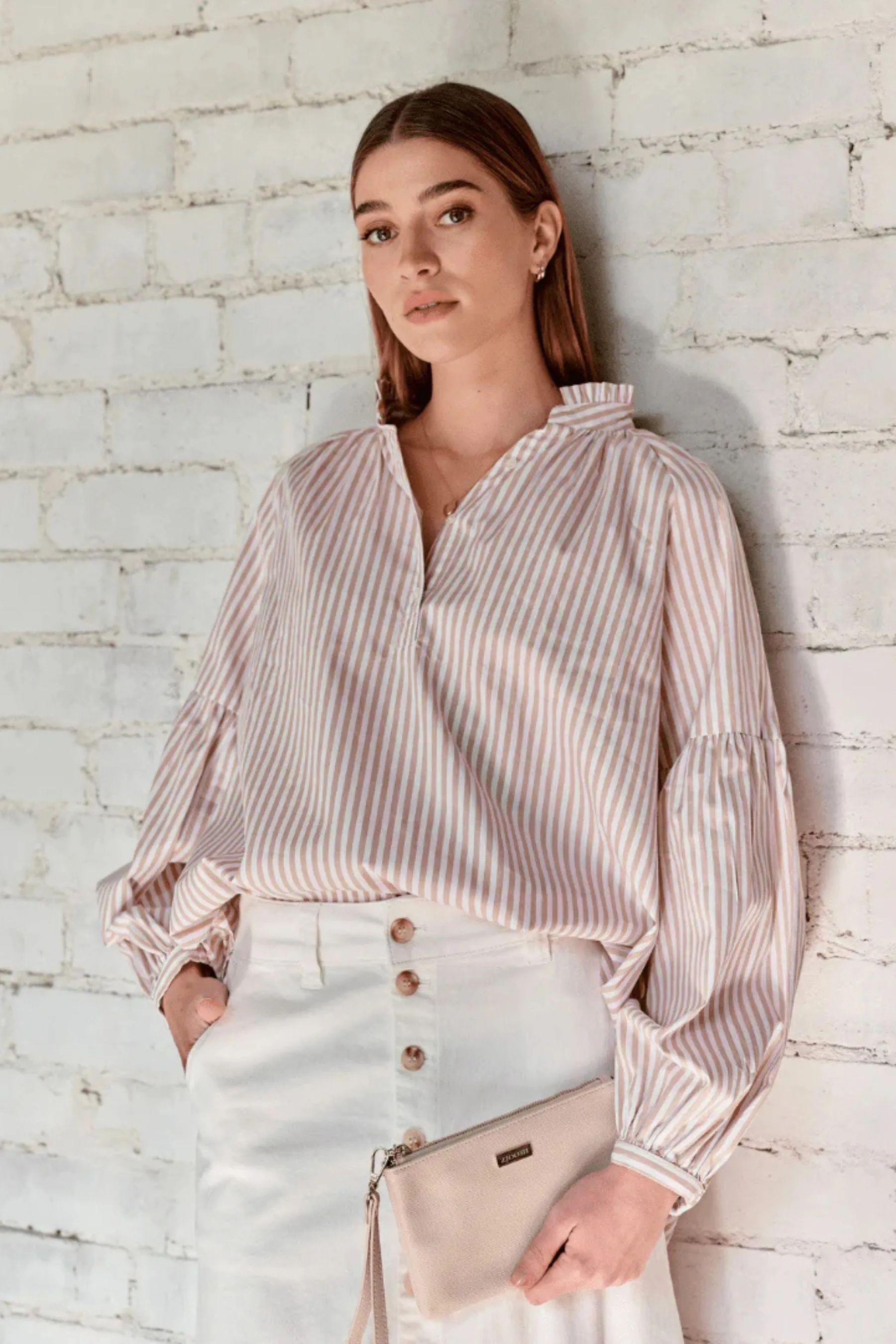 Kell Stripe Shirt | Beige