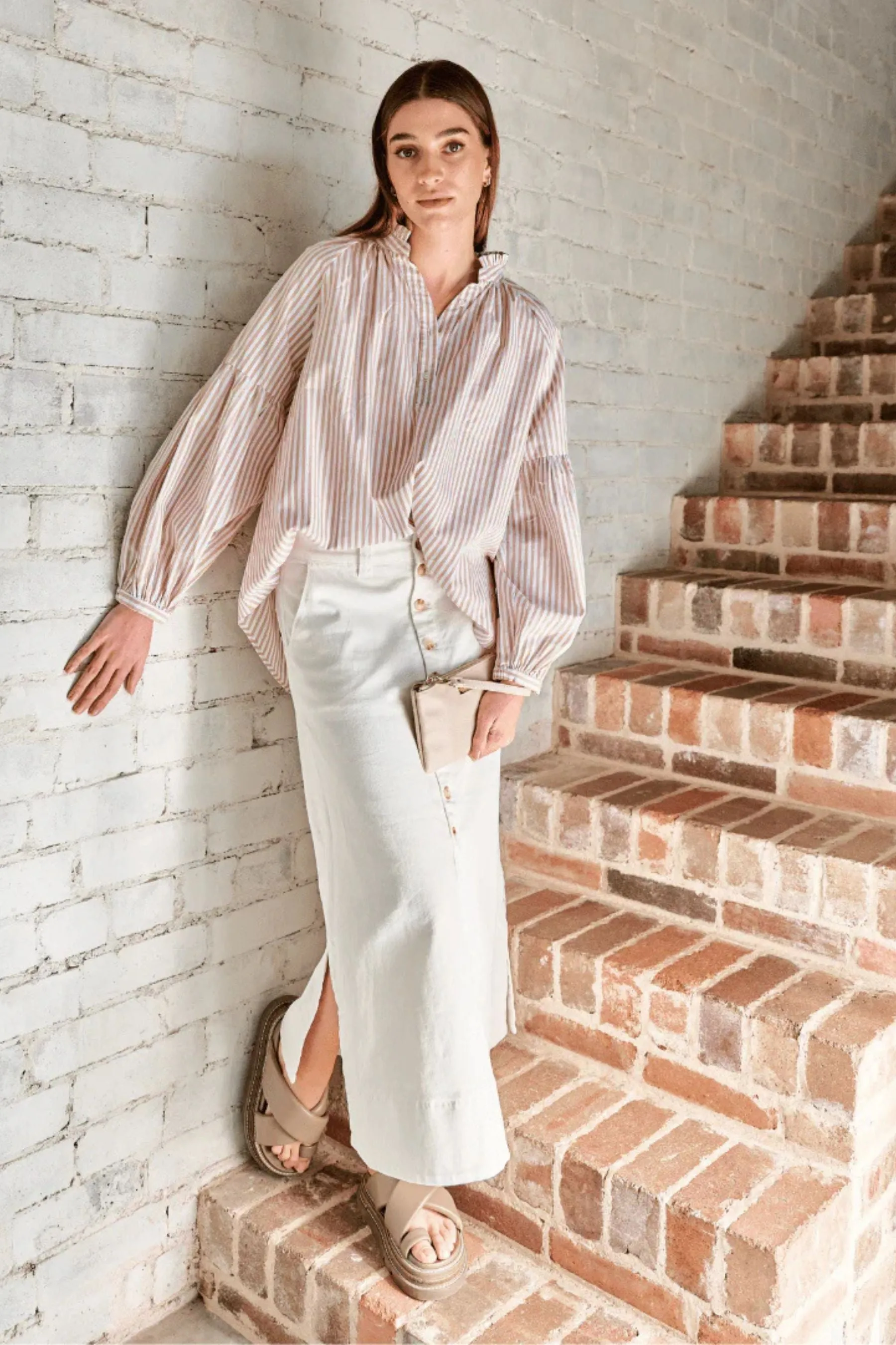 Kell Stripe Shirt | Beige