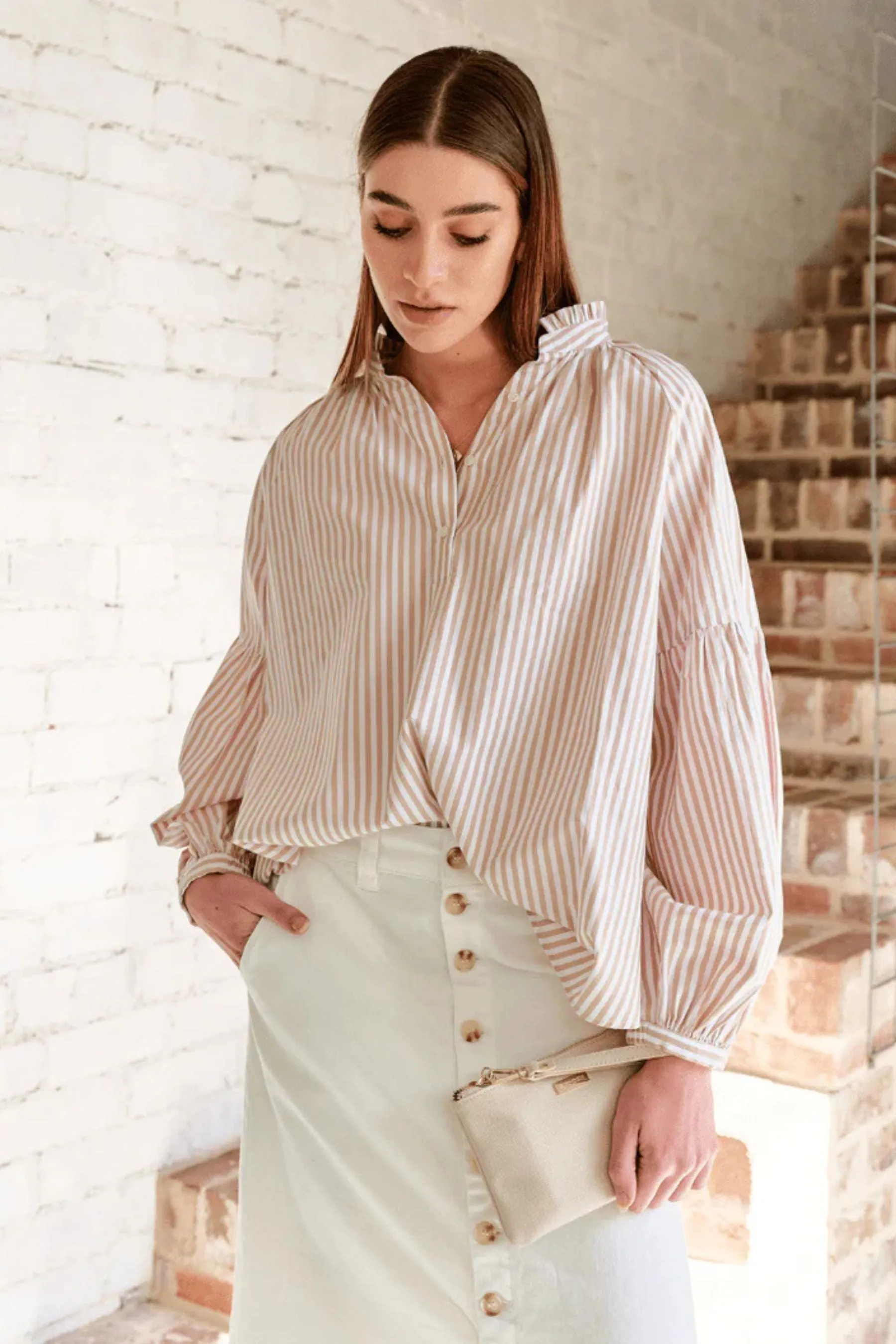 Kell Stripe Shirt | Beige