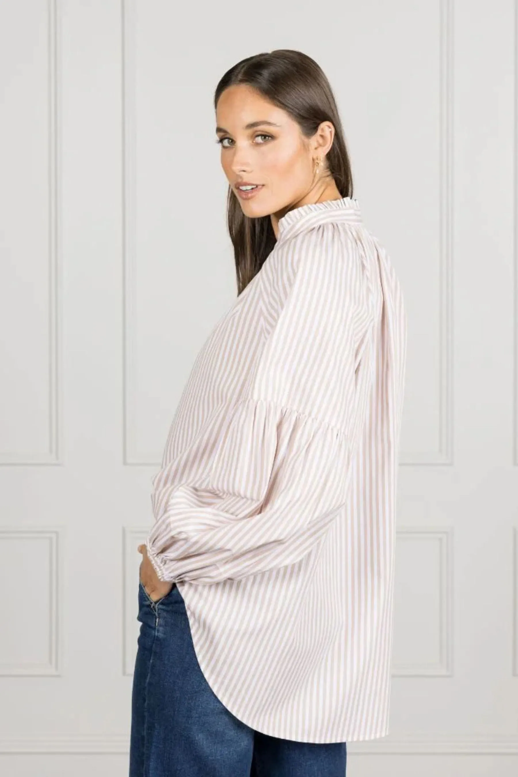 Kell Stripe Shirt | Beige