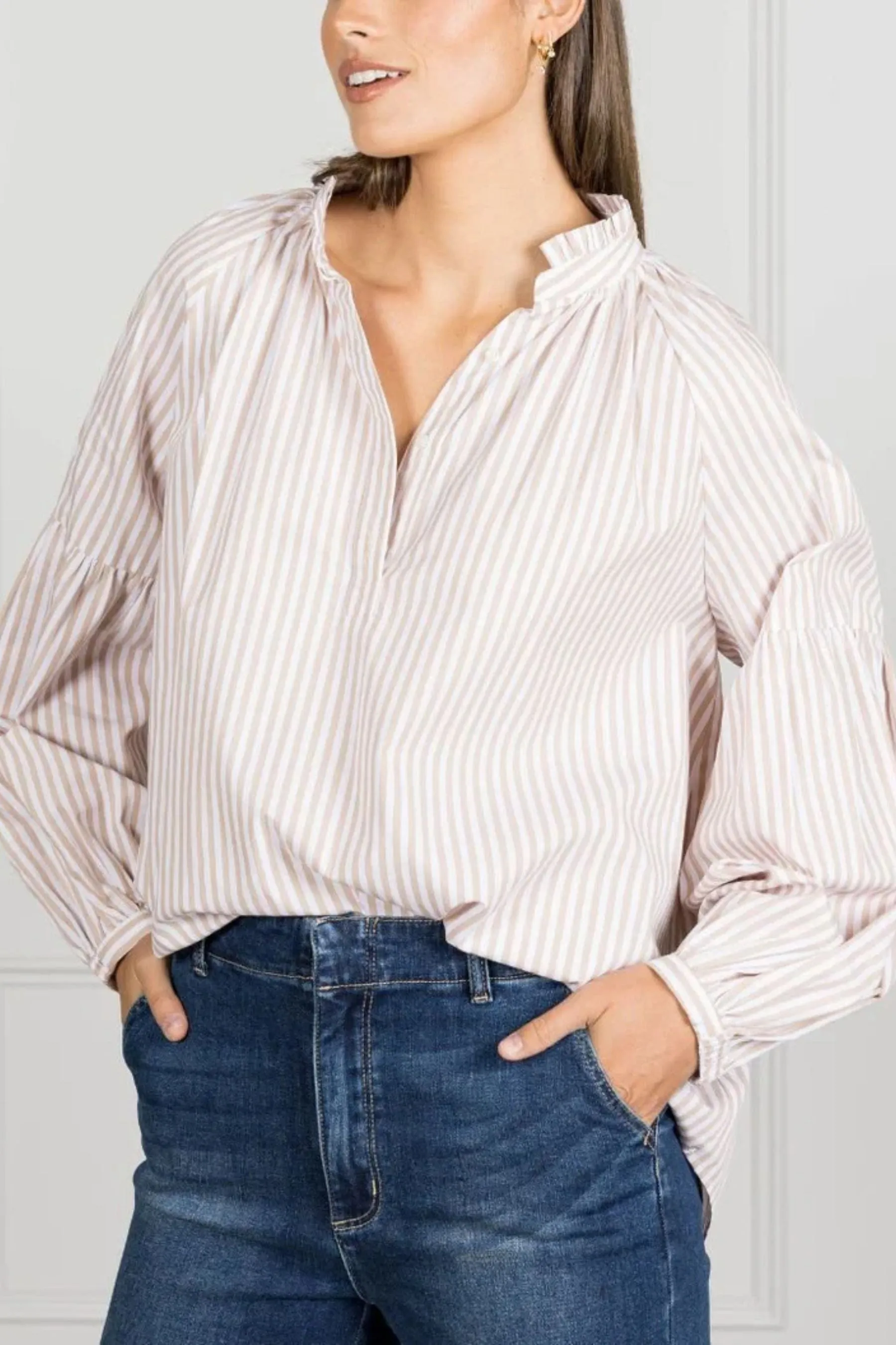 Kell Stripe Shirt | Beige