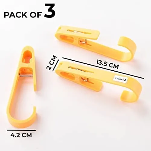Kuber Industries Multipurpose Bar Hooks & Pins for Laundry, Kitchen, & Wardrobe|Superior Quality ABS|Durable, Strong Grip|Easy to Use|77024(Y)|Pack of 18|Yellow