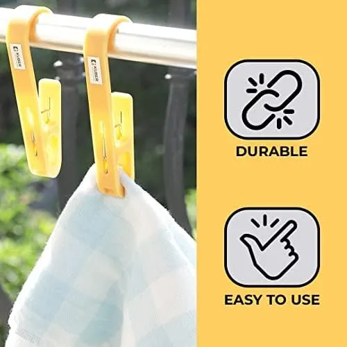 Kuber Industries Multipurpose Bar Hooks & Pins for Laundry, Kitchen, & Wardrobe|Superior Quality ABS|Durable, Strong Grip|Easy to Use|77024(Y)|Pack of 18|Yellow