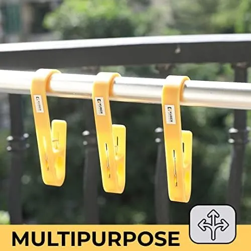 Kuber Industries Multipurpose Bar Hooks & Pins for Laundry, Kitchen, & Wardrobe|Superior Quality ABS|Durable, Strong Grip|Easy to Use|77024(Y)|Pack of 18|Yellow