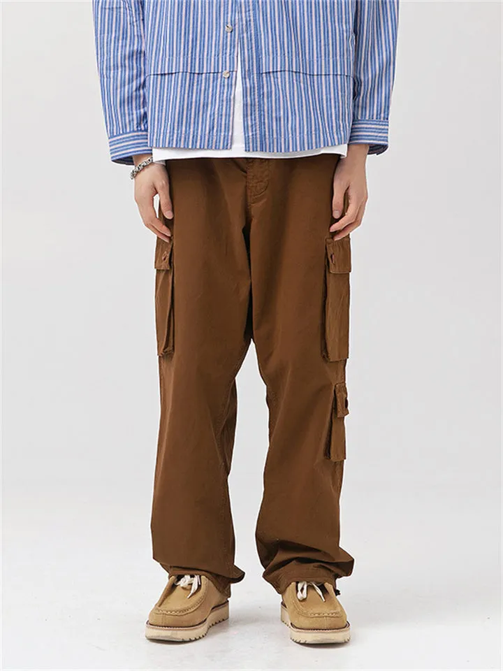 Male Trendy Skin-friendly Solid Color Cargo Pants