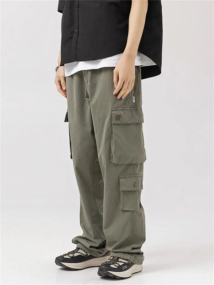 Male Trendy Skin-friendly Solid Color Cargo Pants