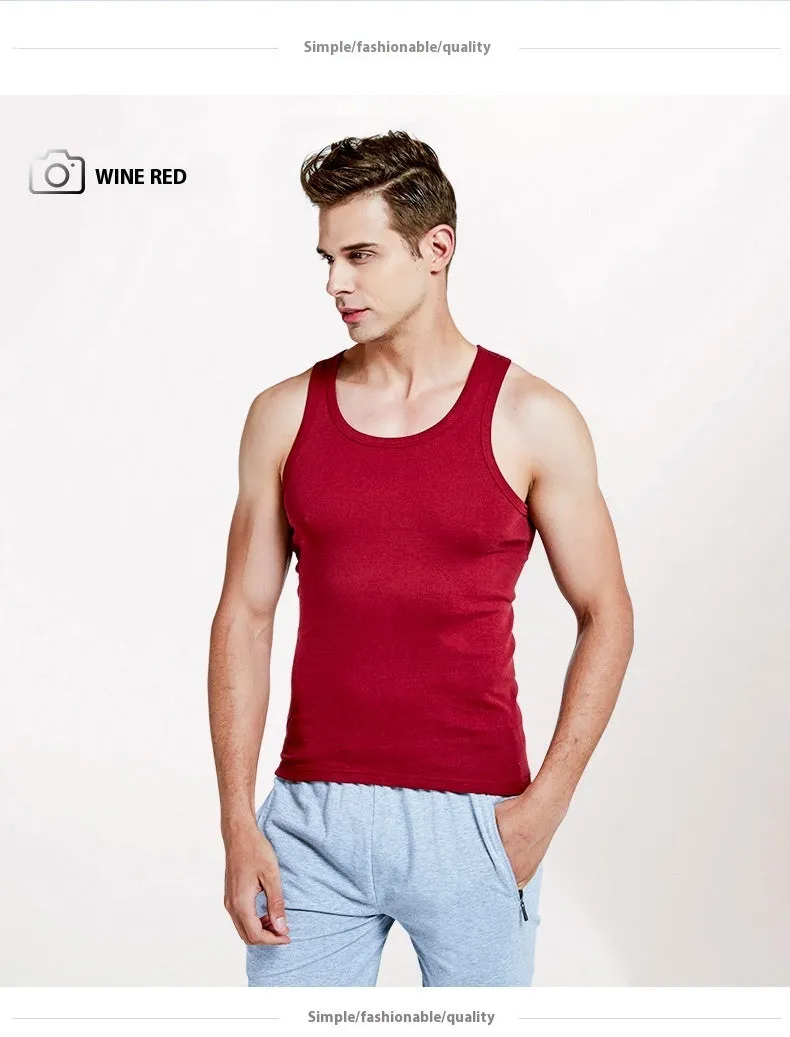 Men's Cotton Slim Fit Sports Bottoming Breathable Stretch Vest