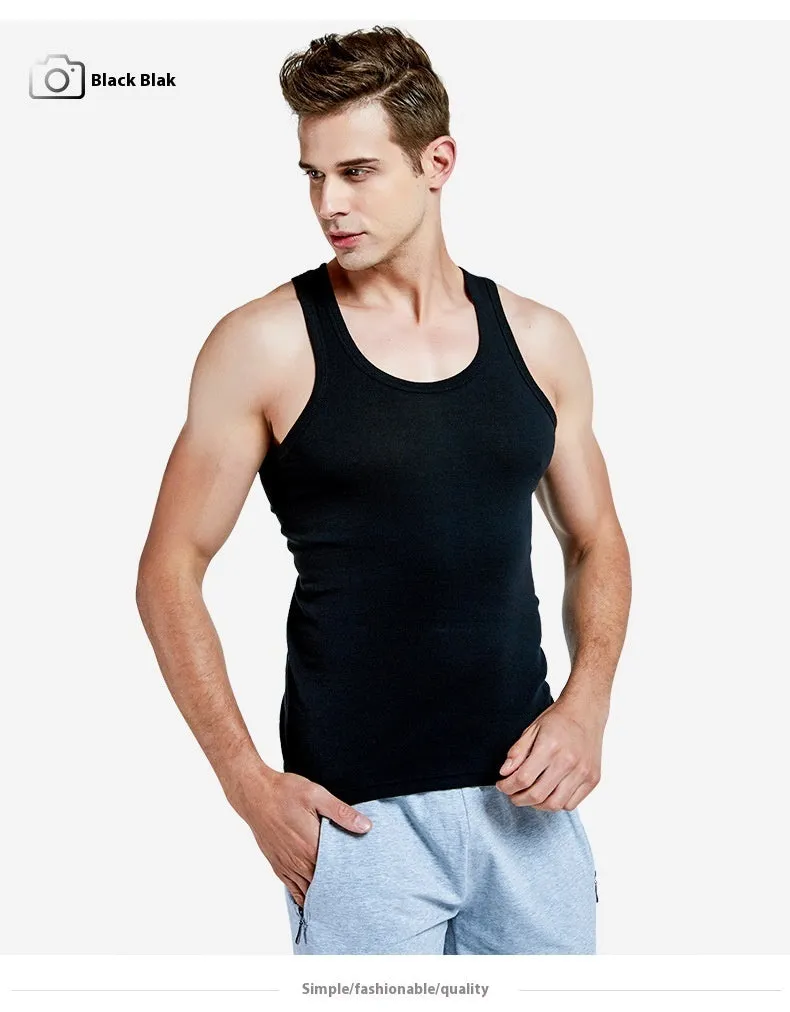 Men's Cotton Slim Fit Sports Bottoming Breathable Stretch Vest
