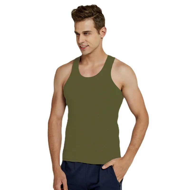 Men's Cotton Slim Fit Sports Bottoming Breathable Stretch Vest
