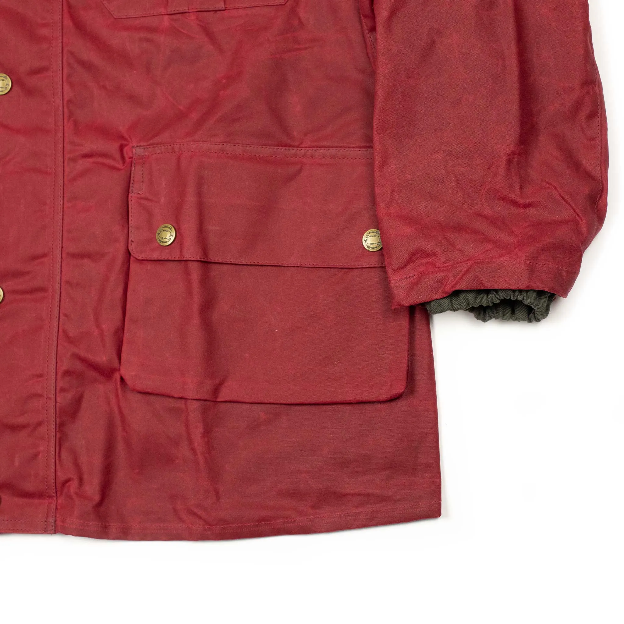 NZ Jacket in exclusive brick red proofed waxed cotton