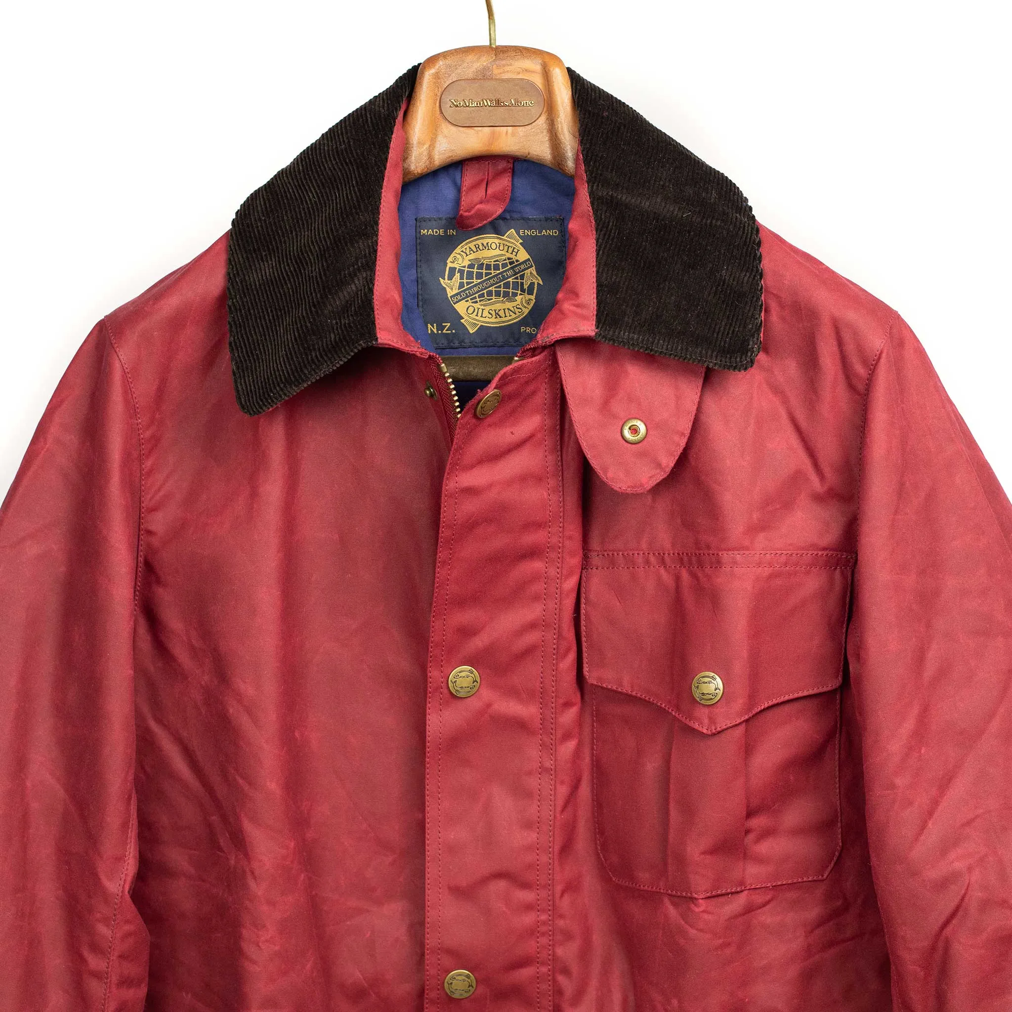 NZ Jacket in exclusive brick red proofed waxed cotton