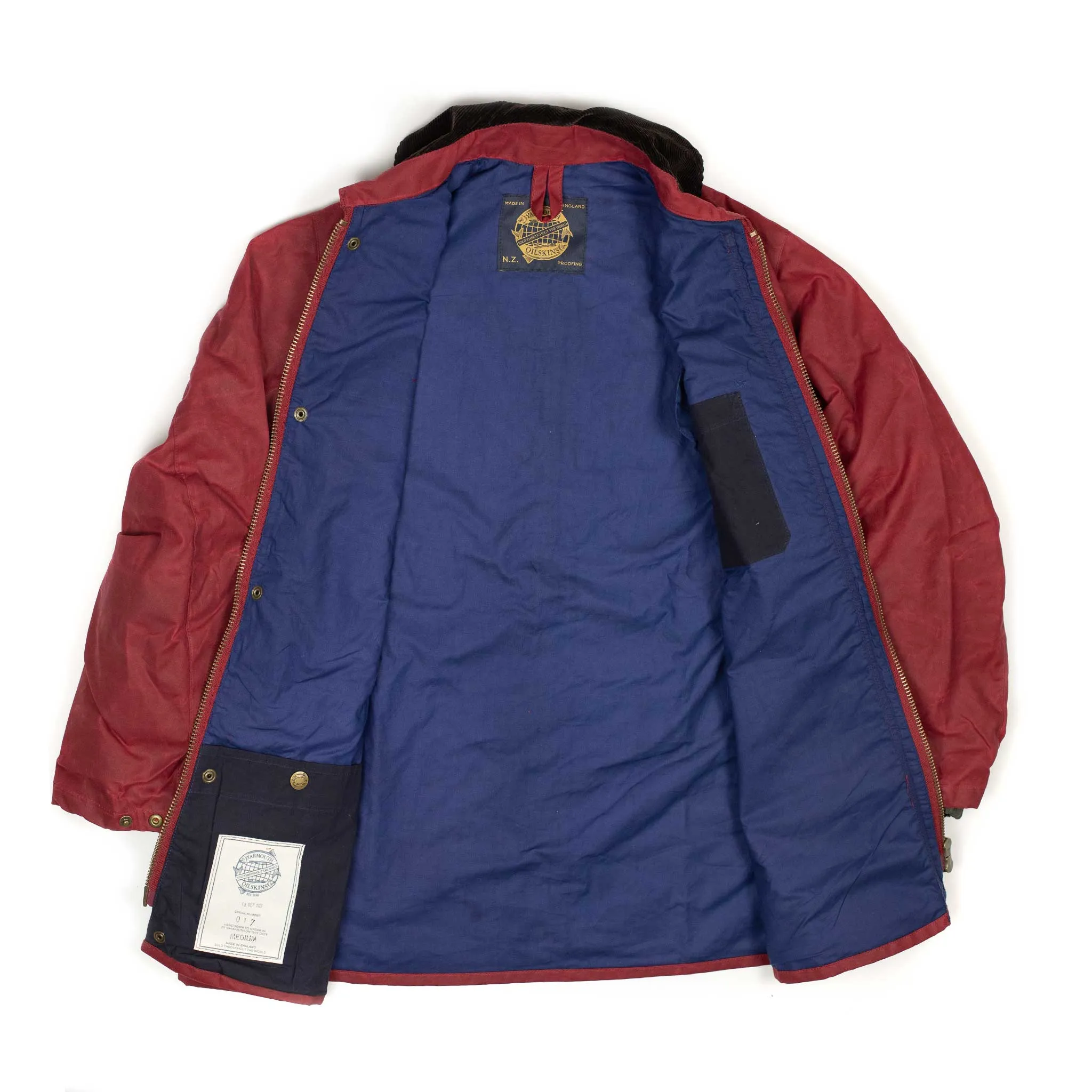 NZ Jacket in exclusive brick red proofed waxed cotton