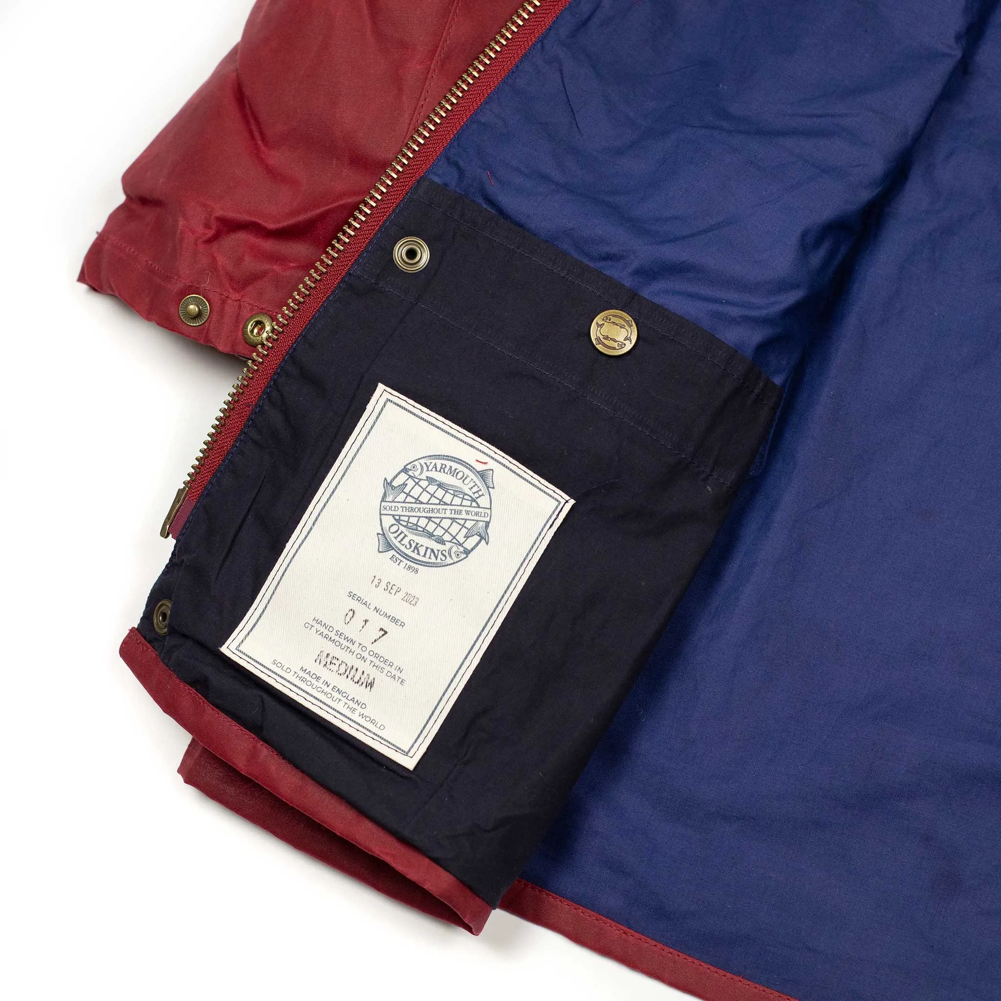 NZ Jacket in exclusive brick red proofed waxed cotton