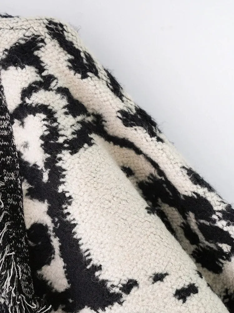 Pre Order:  Tassel Hem Marbled Knit Sweater