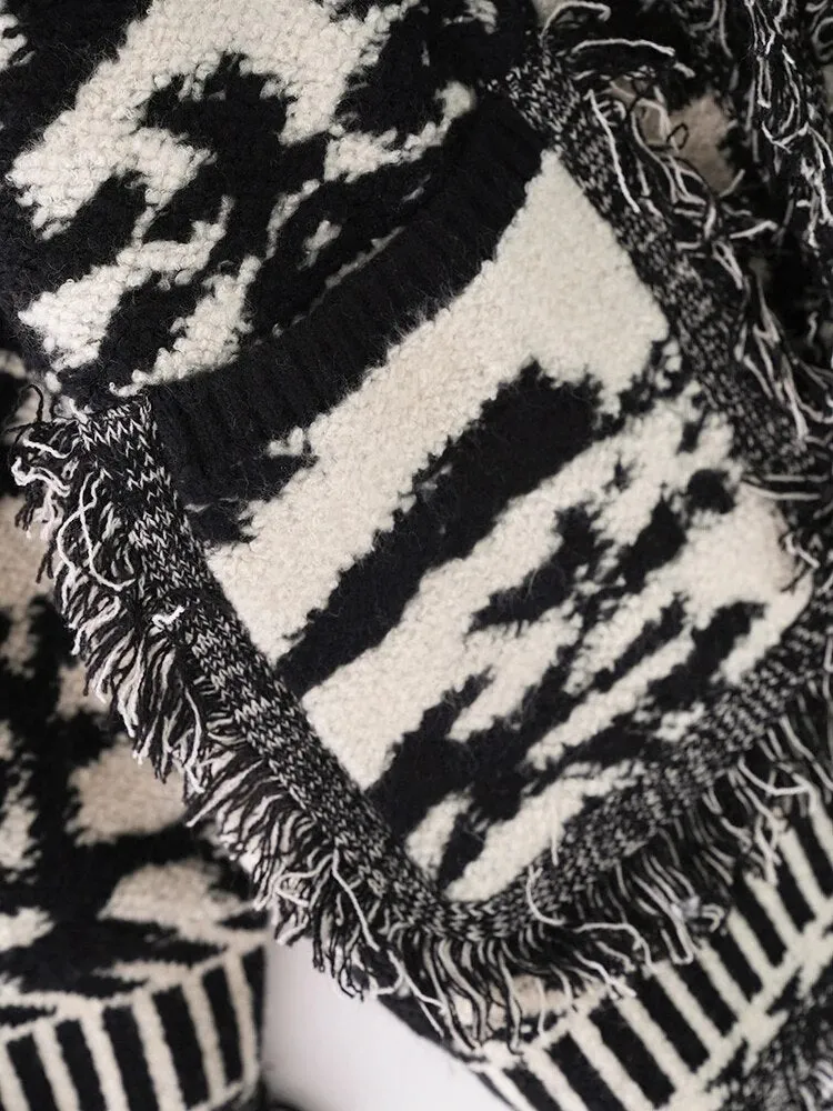 Pre Order:  Tassel Hem Marbled Knit Sweater