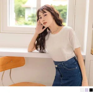 PURE COLOR ROUND NECK SHORT SLEEVE TOPS