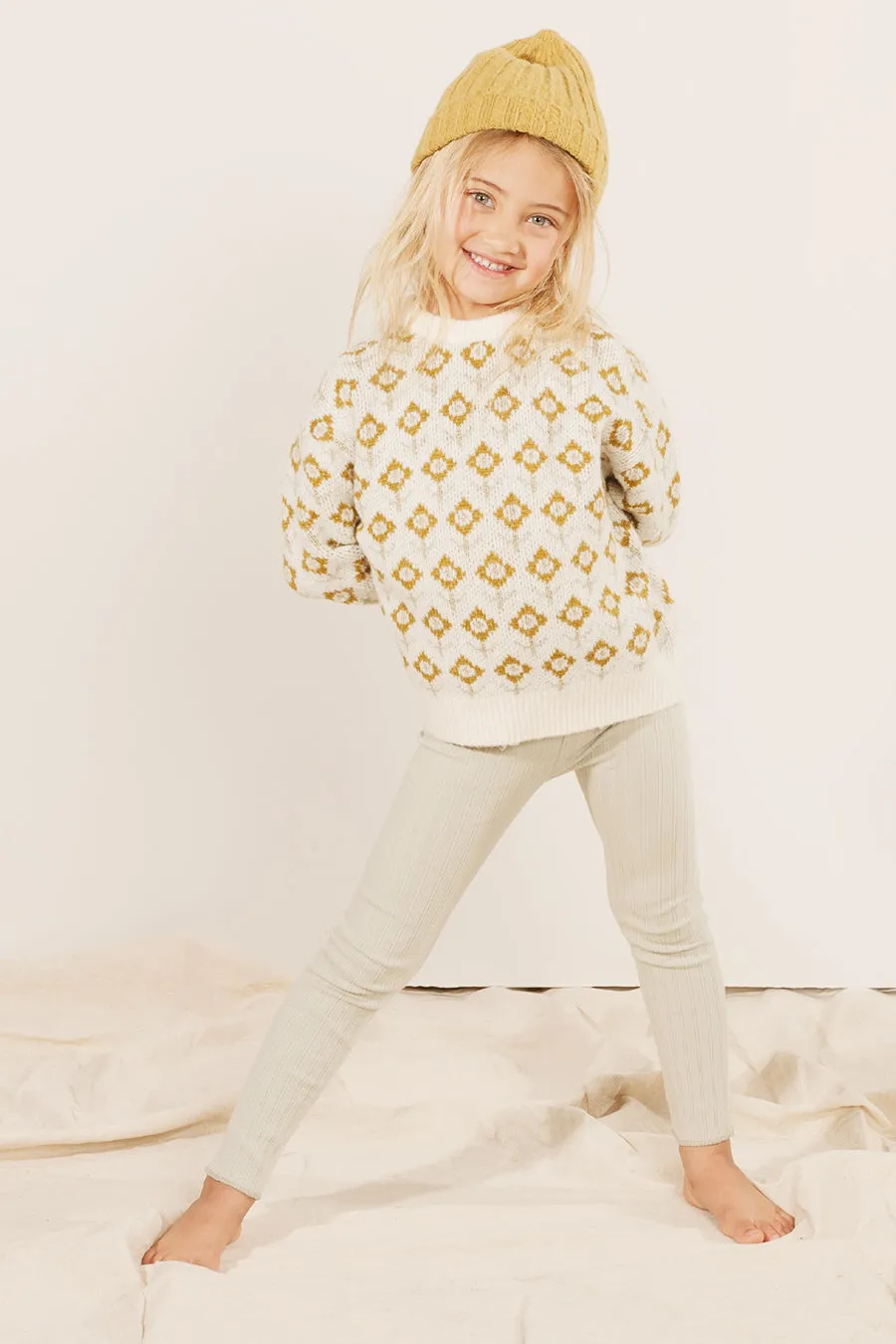 Rylee   Cru Ribbed Girls Leggings - Stone