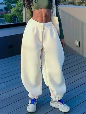 Solid Color Simple Fashion Loose Trendy Wear Sweatpants FW24