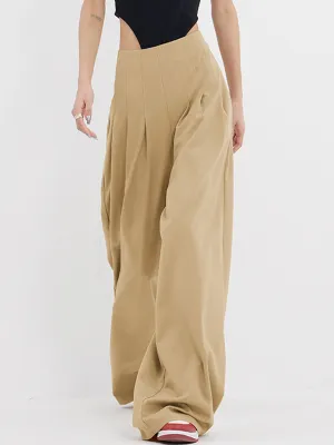 Street Oversized Pleat Trendy Wide Leg Pants
