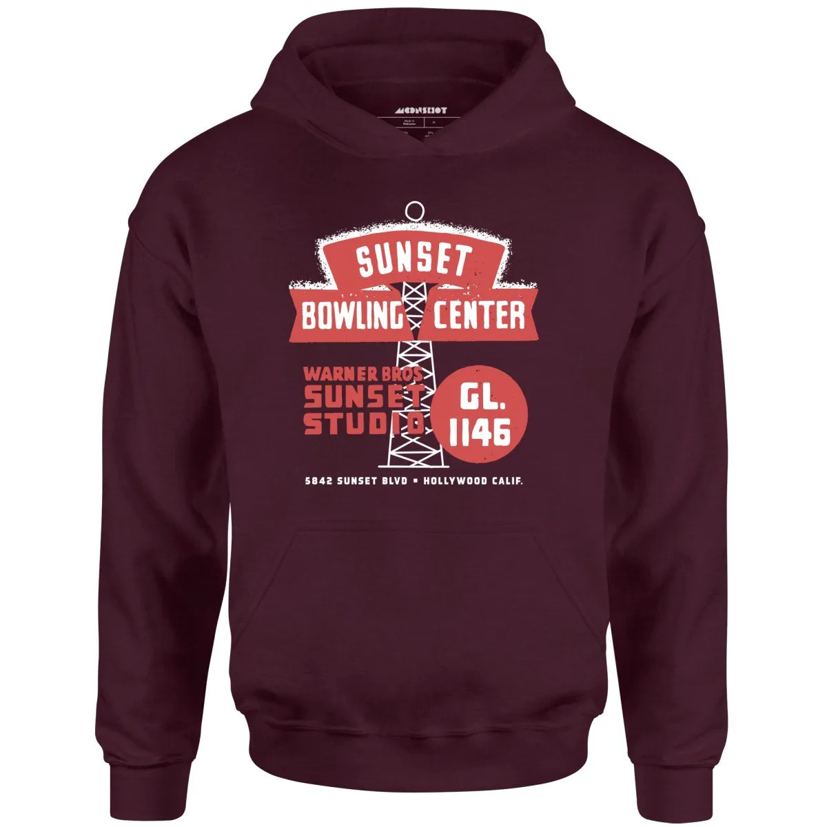 Sunset Bowling Center - Hollywood, CA - Vintage Bowling Alley - Unisex Hoodie