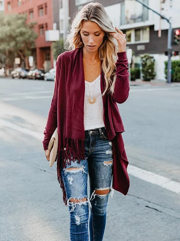 TastyHottie - Sweet Color Tassels Cardigan Tops
