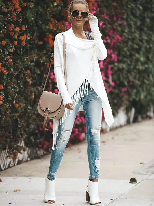 TastyHottie - Sweet Color Tassels Cardigan Tops