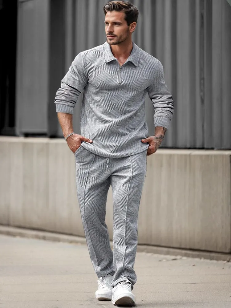 Trendy Jacquard Textured Athleisure Set