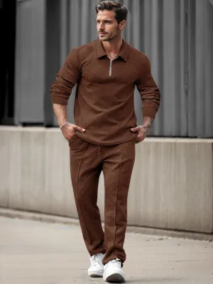 Trendy Jacquard Textured Athleisure Set