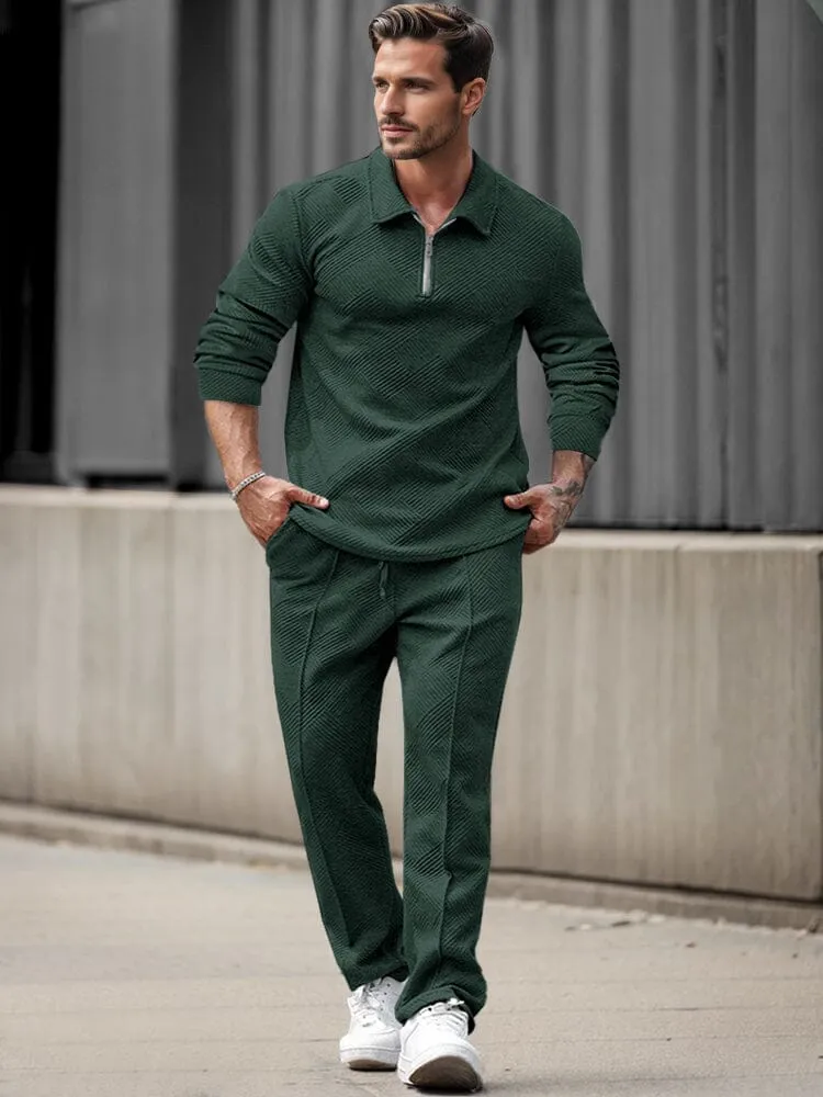 Trendy Jacquard Textured Athleisure Set