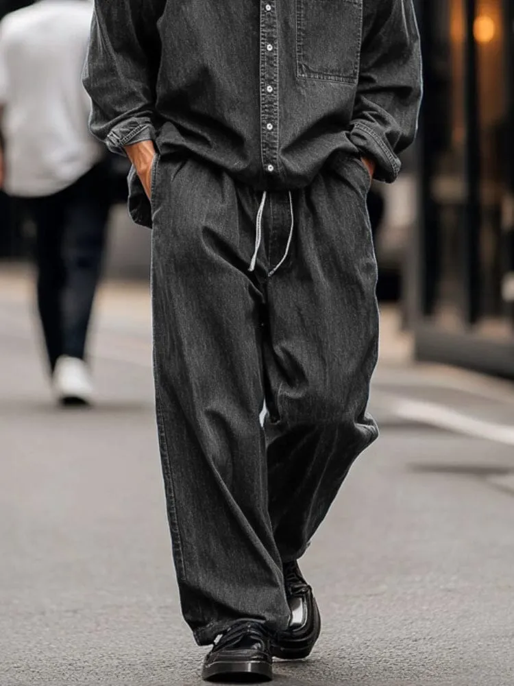 Trendy Streetwear Two-Piece Denim Outfit