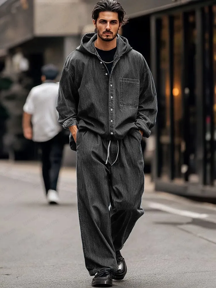 Trendy Streetwear Two-Piece Denim Outfit