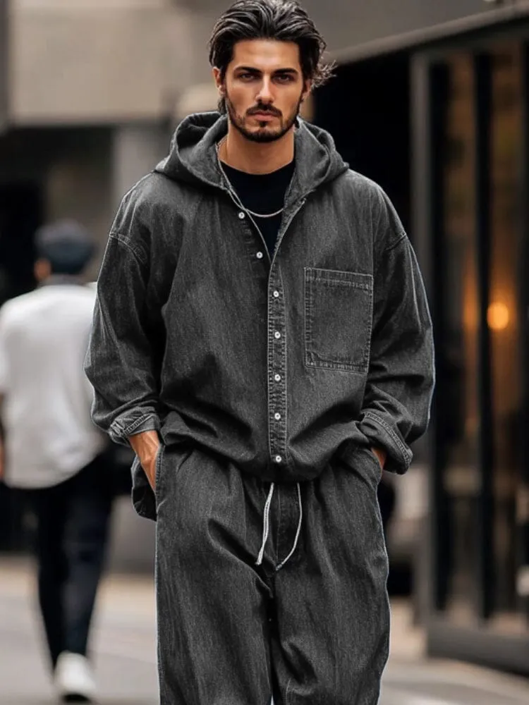 Trendy Streetwear Two-Piece Denim Outfit