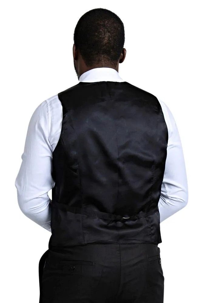 Val African Print Kente Men's Fit Suit Vest (Black & White)